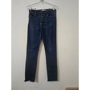 Carly Jean Los Angeles High-Rise Dark Blue Button-Fly Jeans #5